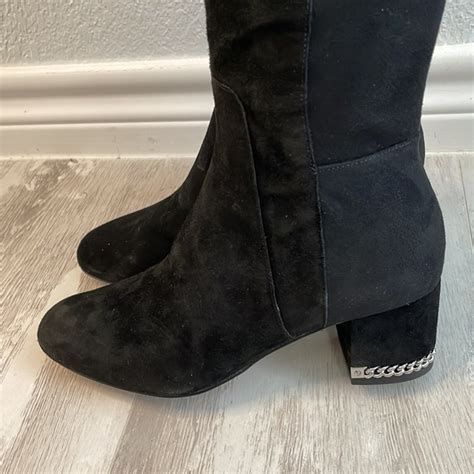 michael michael kors sabrina chain-embellished suede boots